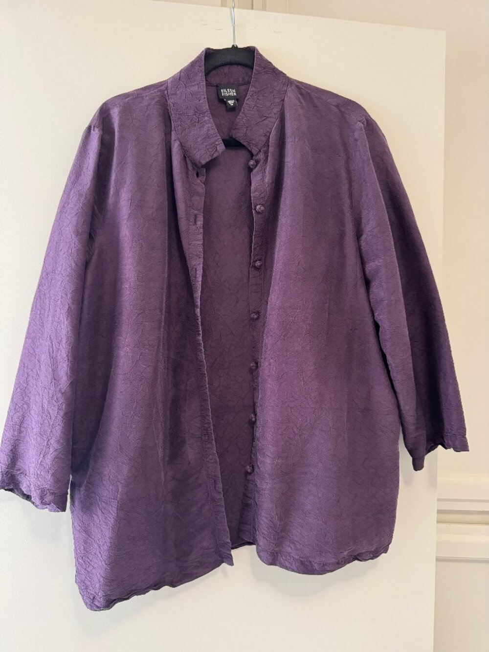 Eileen Fisher Aubergine Colored Silk Jacket, size M